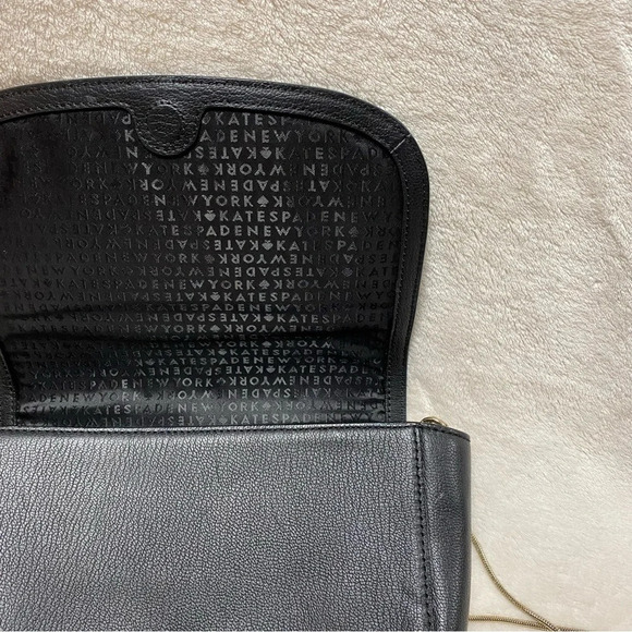 Kate Spade Jill Longacre Couth Black Leather Shoulder Bag Handbag Chain Strap - Picture 5 of 16